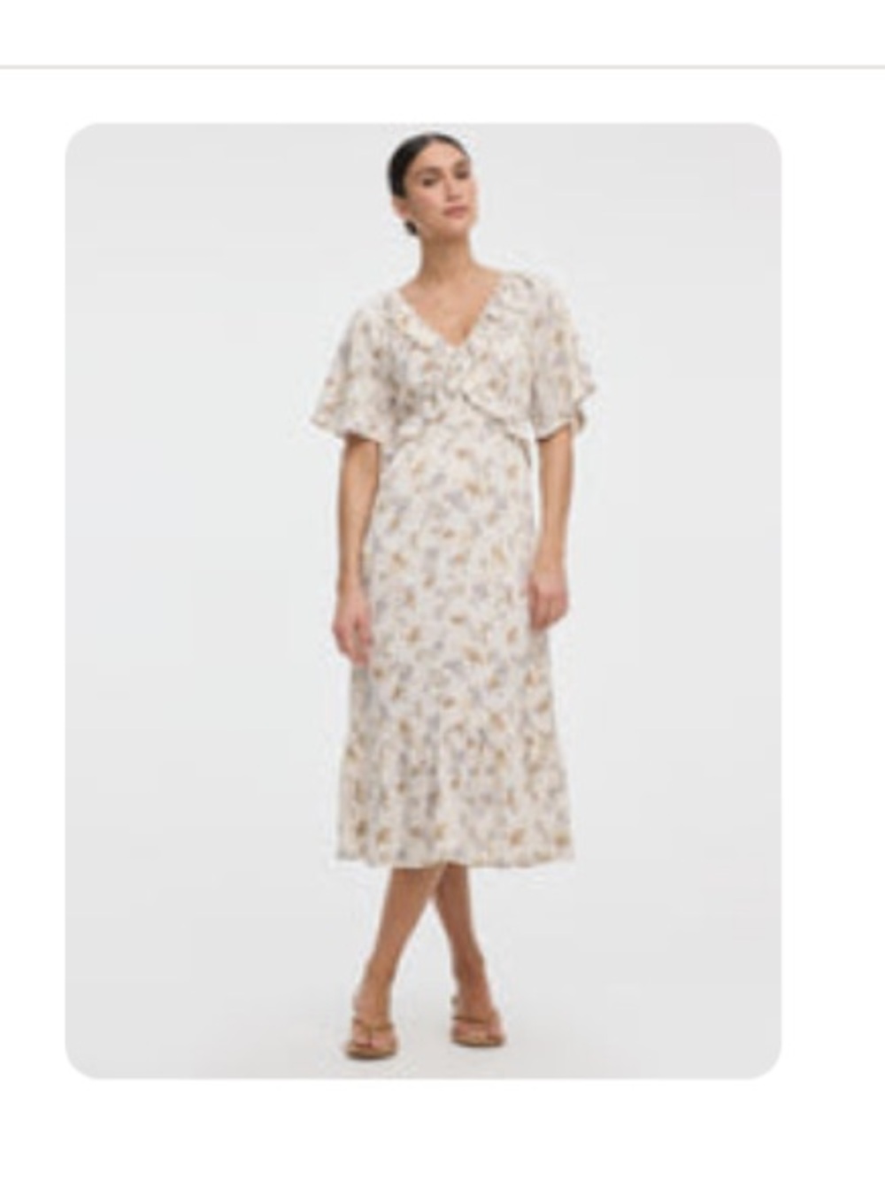 Reitmans Cream Floral Midi Dress with V-Neck